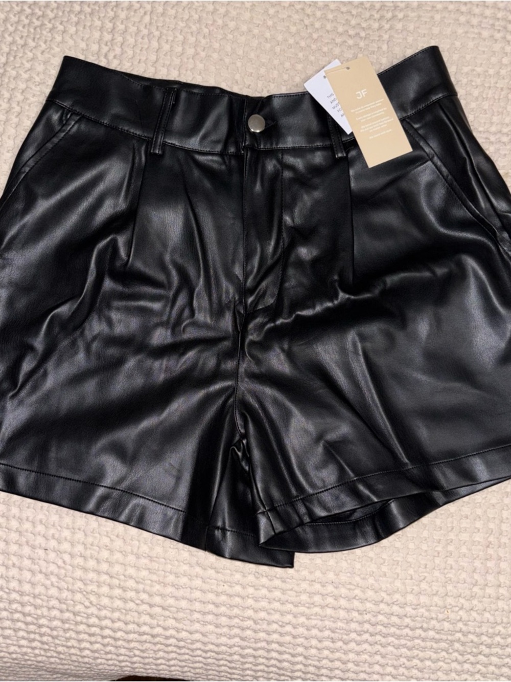 Black Faux Leather High-Waist Shorts